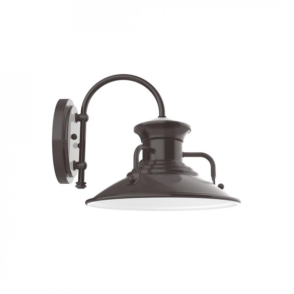 12" Homestead shade, wall mount sconce with Frosted Glass and guard, Architectural Bronze