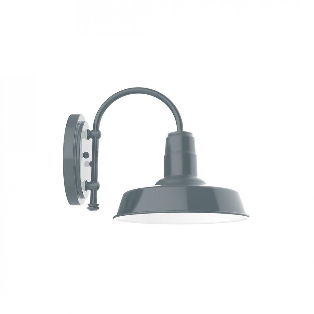 10" Warehouse shade, wall mount sconce with Frosted Glass and guard, Slate Gray