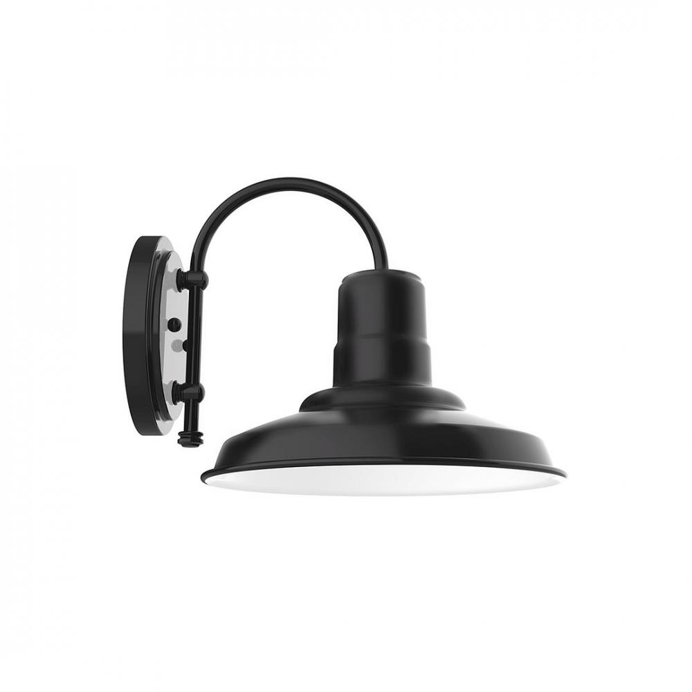 12" Warehouse shade, wall mount sconce with Frosted Glass and guard, Black