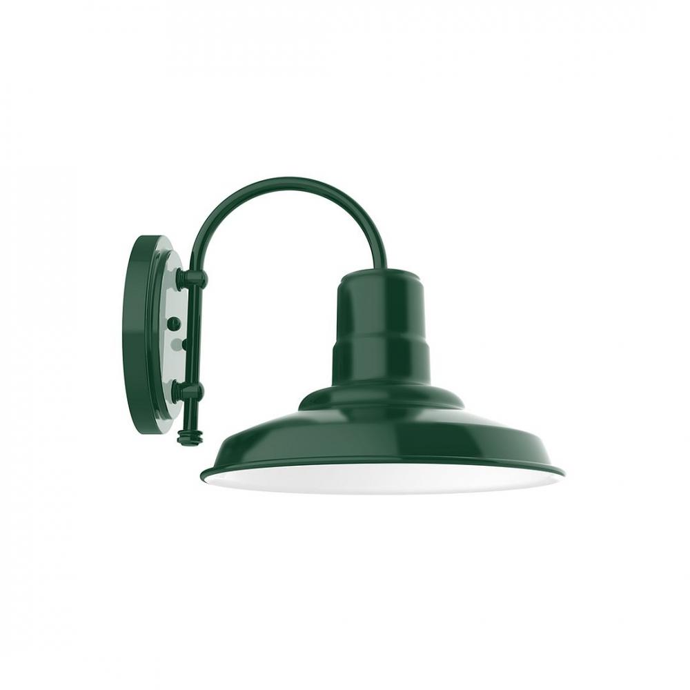 12" Warehouse shade, wall mount sconce with Frosted Glass and guard, Forest Green