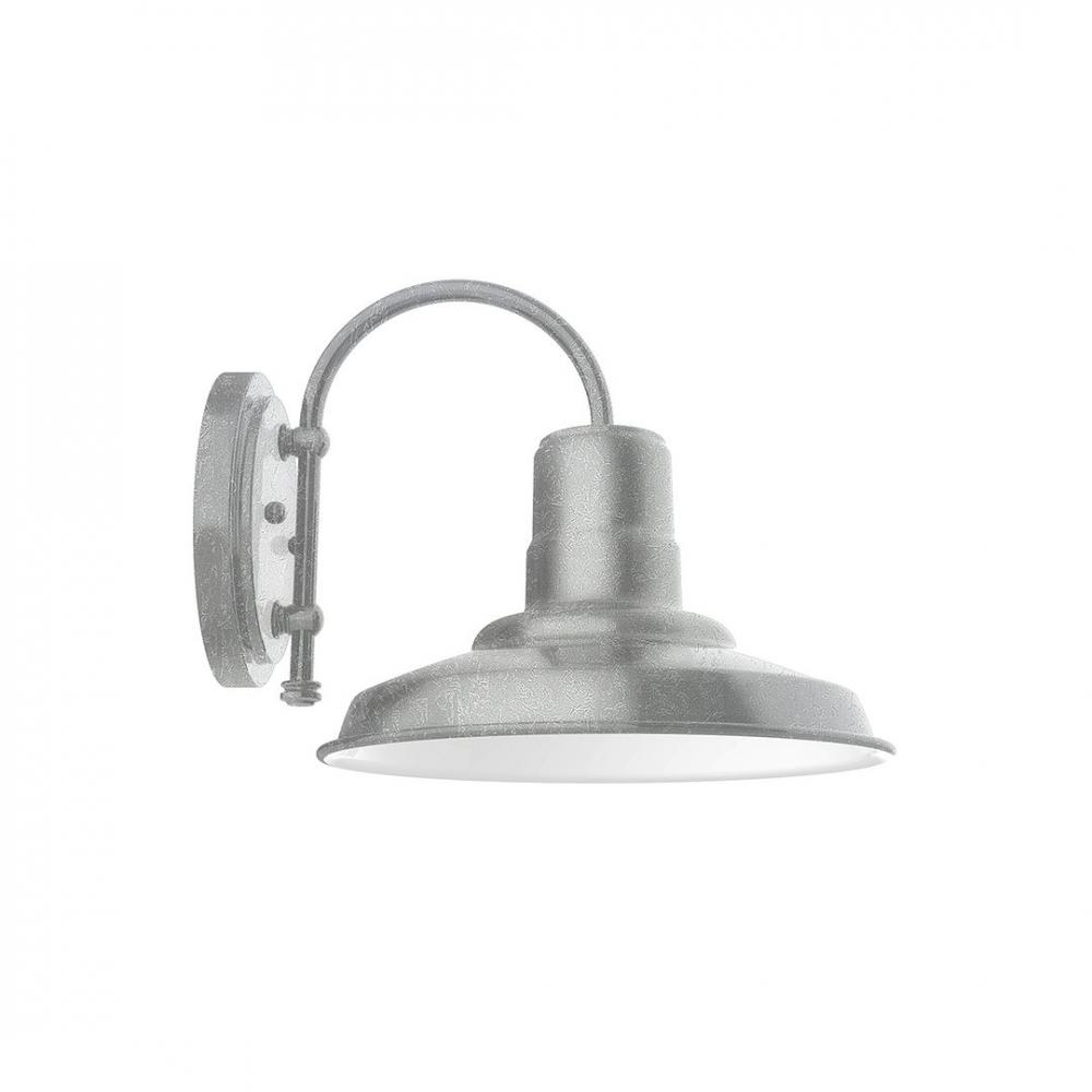 12" Warehouse shade, wall mount sconce with clear glass and guard, Painted Galvanized