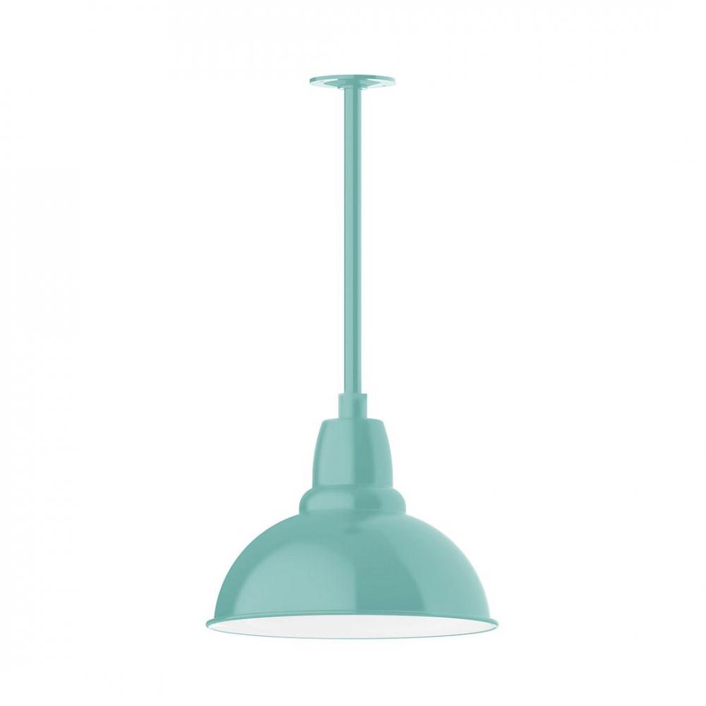 14" Cafe shade, stem mount LED Pendant with canopy, Sea Green