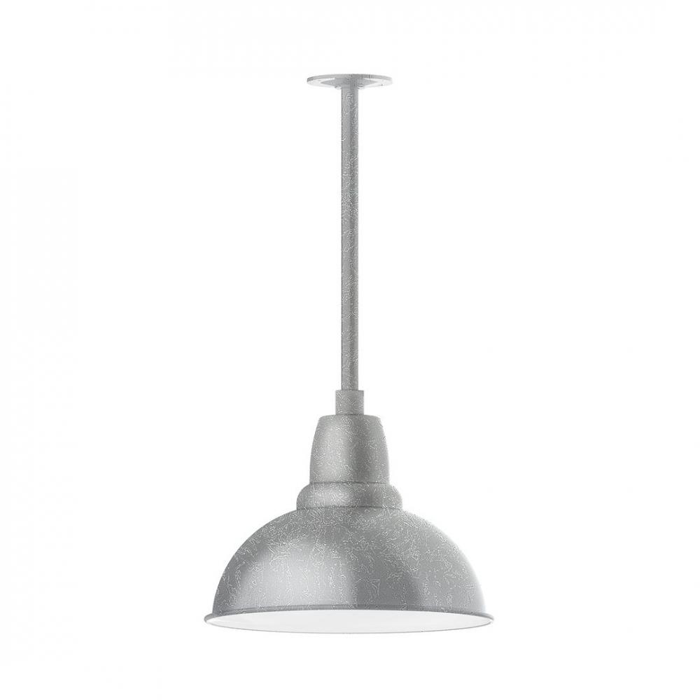 14" Cafe shade, stem mount LED Pendant with canopy, Painted Galvanized