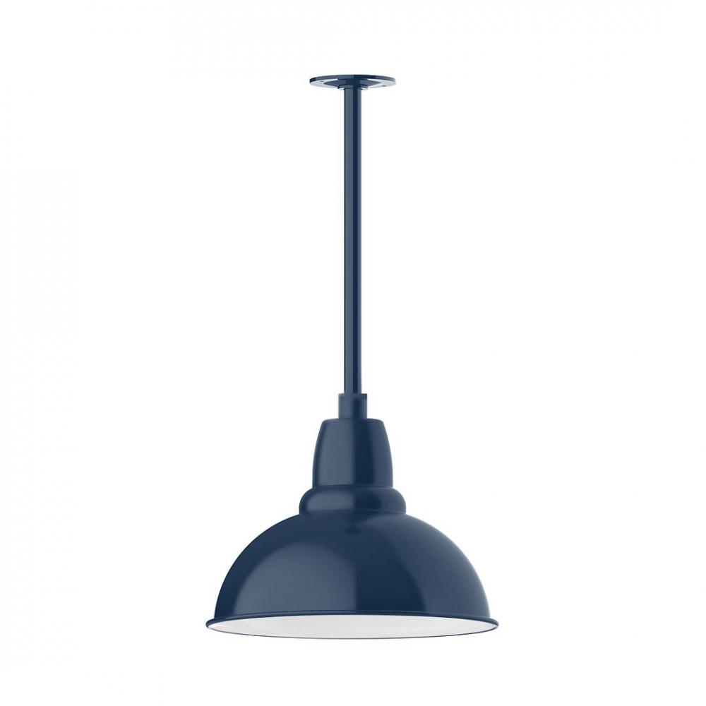 14" Cafe shade, stem mount LED Pendant with canopy, Navy