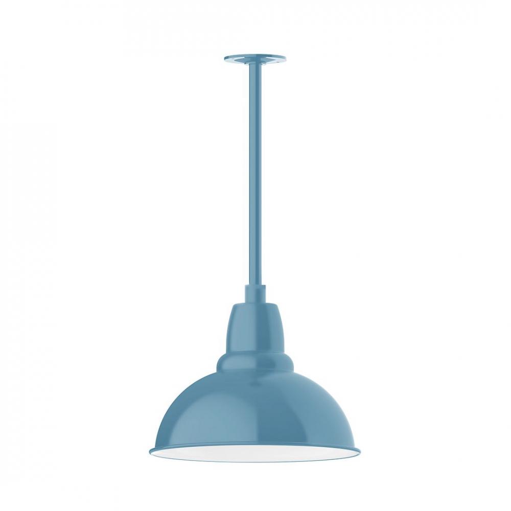 14" Cafe shade, stem mount LED Pendant with canopy, Light Blue