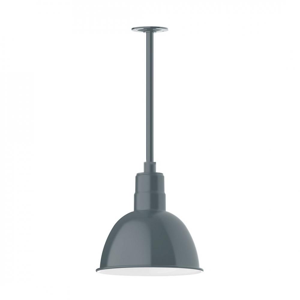 12" Deep Bowl shade, stem mount LED Pendant with canopy, Slate Gray