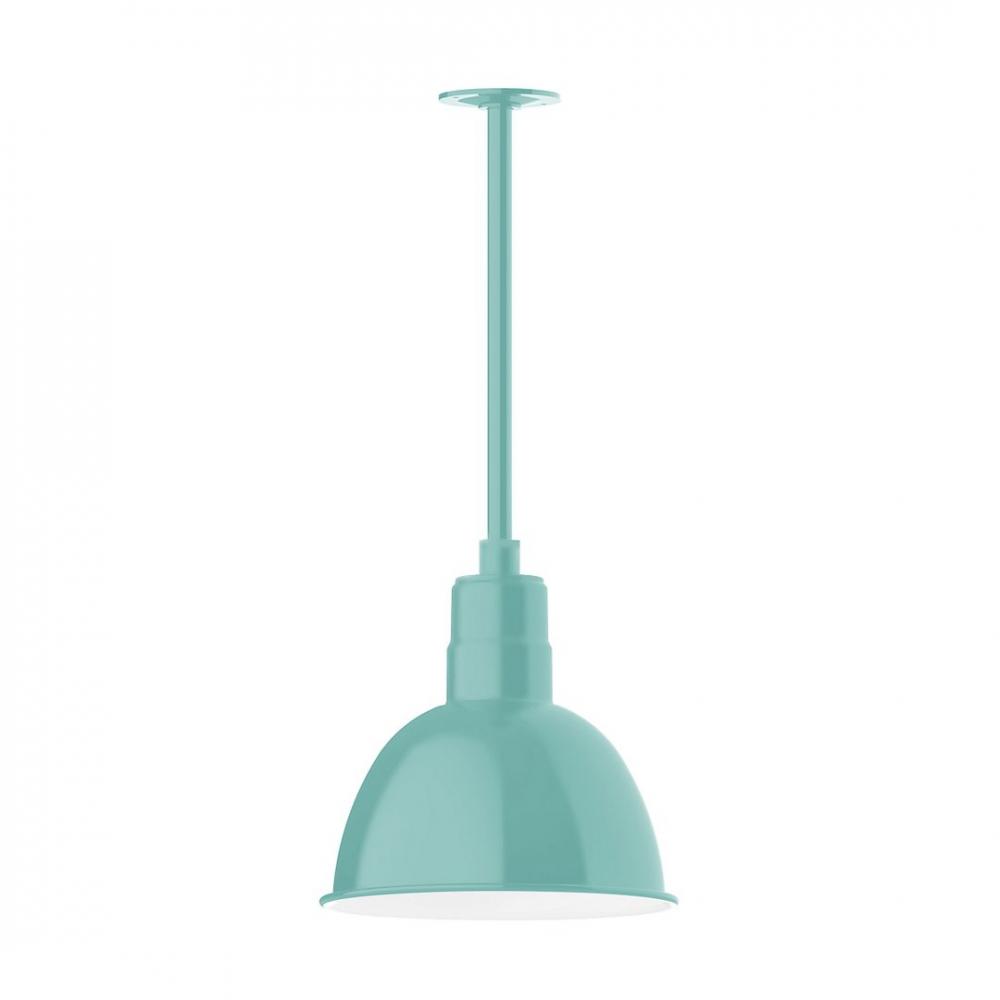 12" Deep Bowl shade, stem mount LED Pendant with canopy, Sea Green