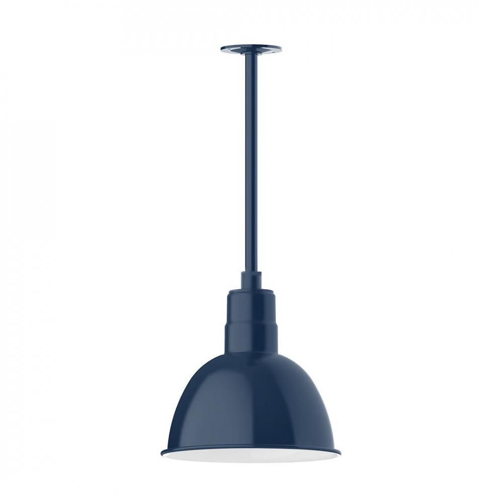 12" Deep Bowl shade, stem mount LED Pendant with canopy, Navy