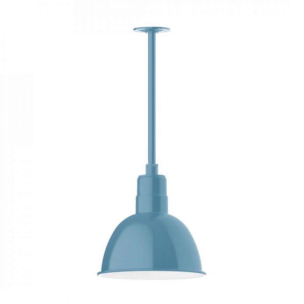 12" Deep Bowl shade, stem mount LED Pendant with canopy, Light Blue