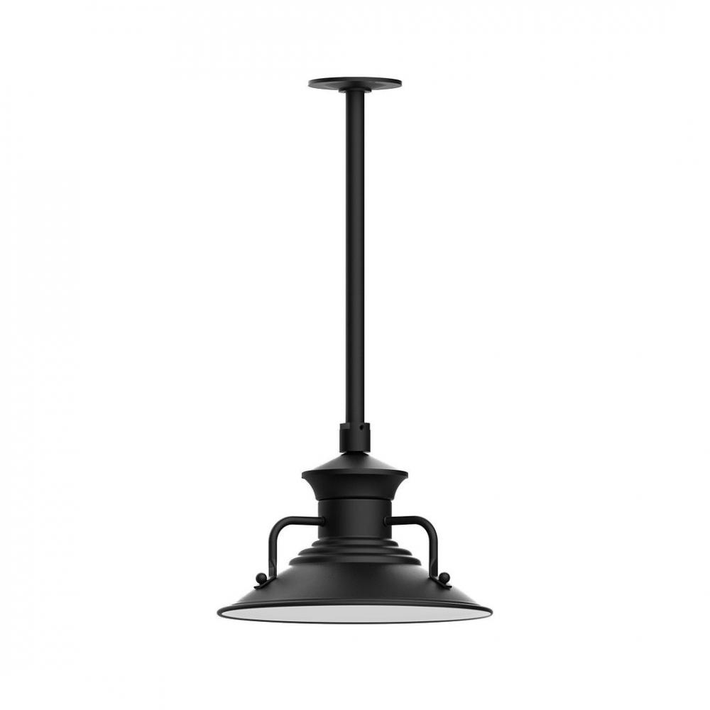 12" Homestead shade, stem mount LED Pendant with canopy, Black