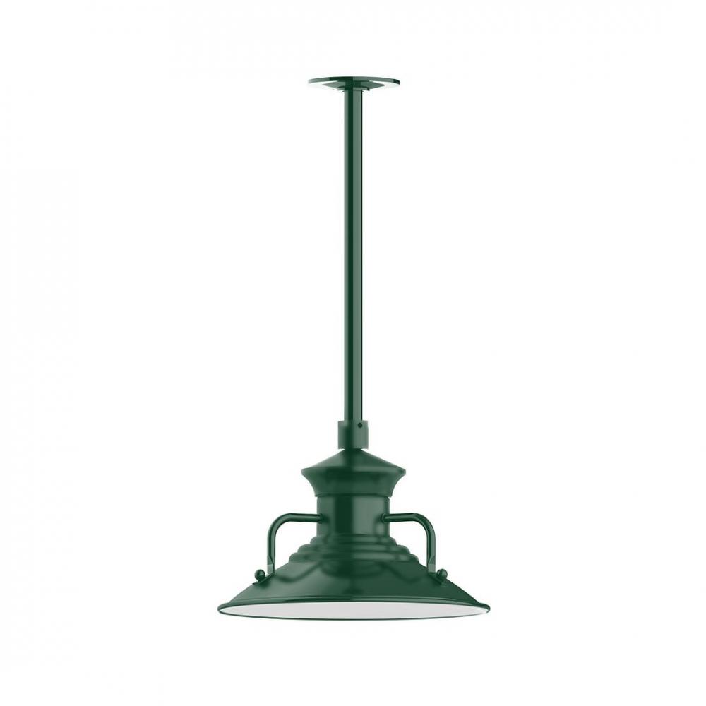 12" Homestead shade, stem mount LED Pendant with canopy, Forest Green