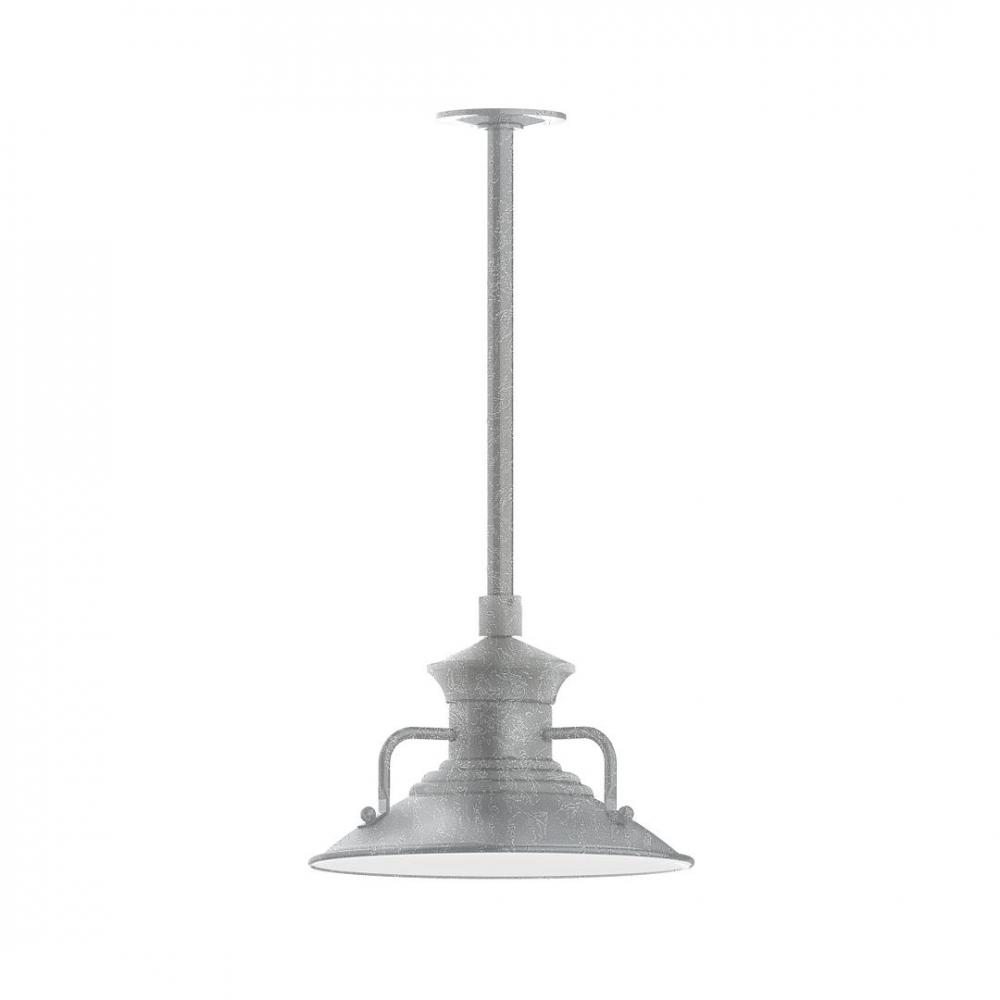 12" Homestead shade, stem mount LED Pendant with canopy, Painted Galvanized