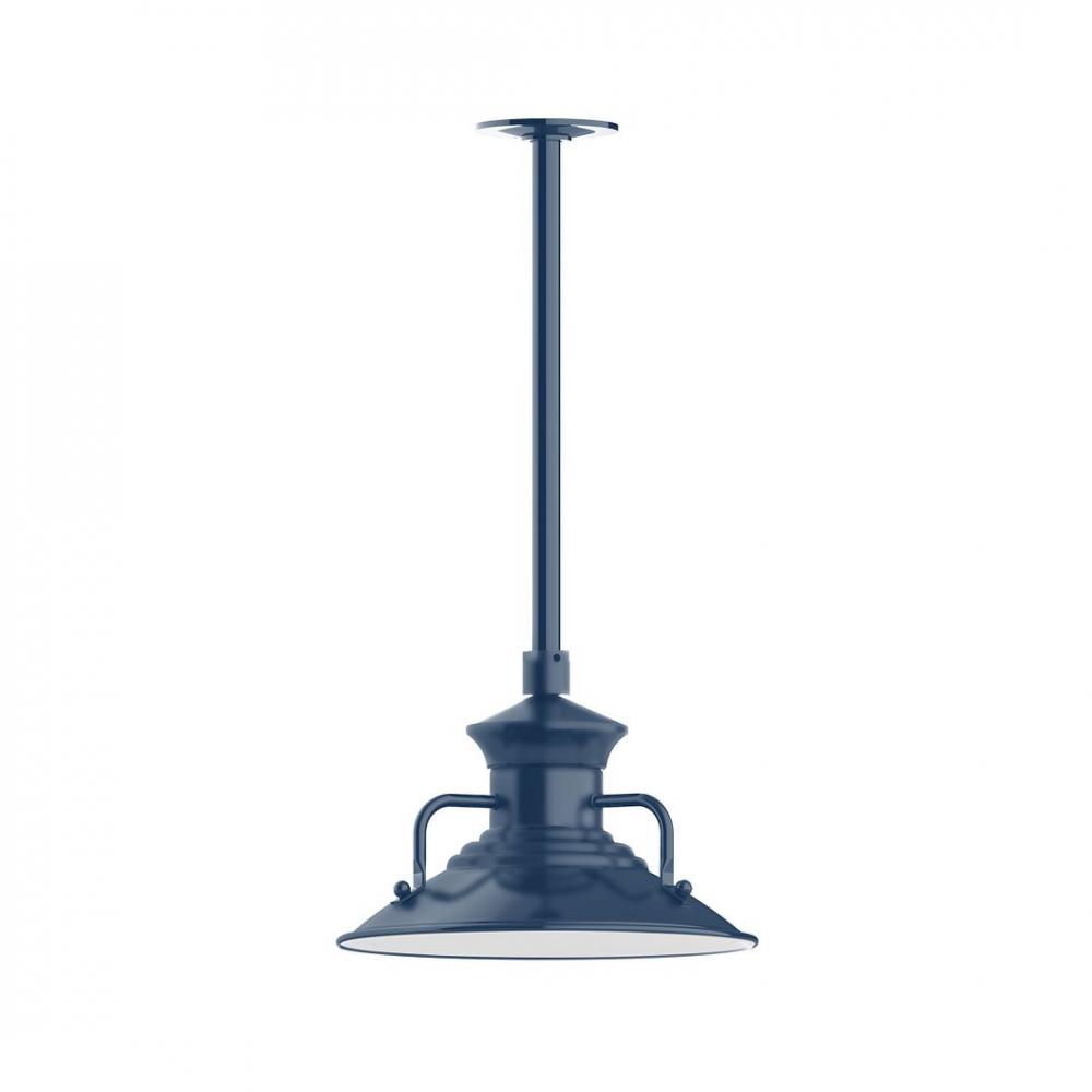 12" Homestead shade, stem mount LED Pendant with canopy, Navy