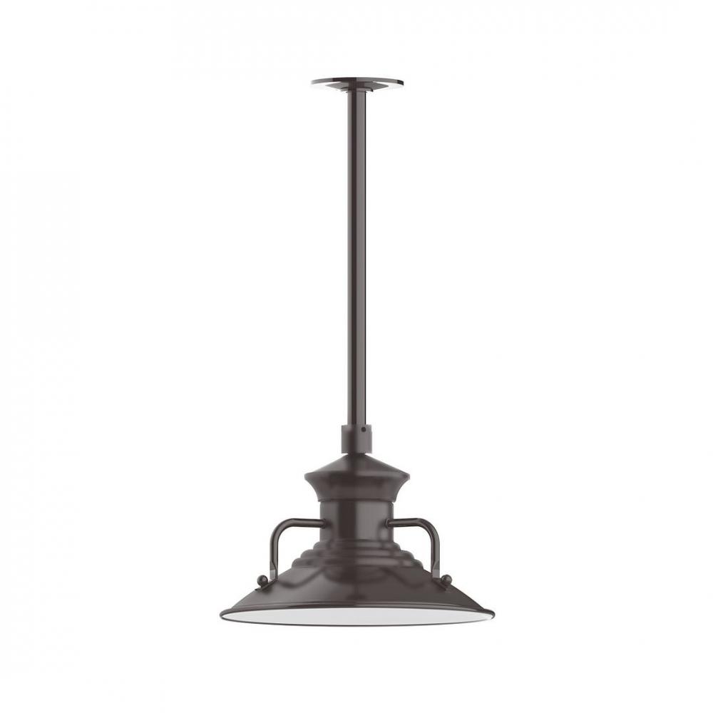 12" Homestead shade, stem mount LED Pendant with canopy, Architectural Bronze