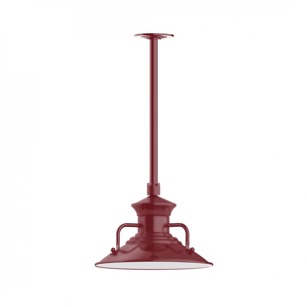 12" Homestead shade, stem mount LED Pendant with canopy, Barn Red