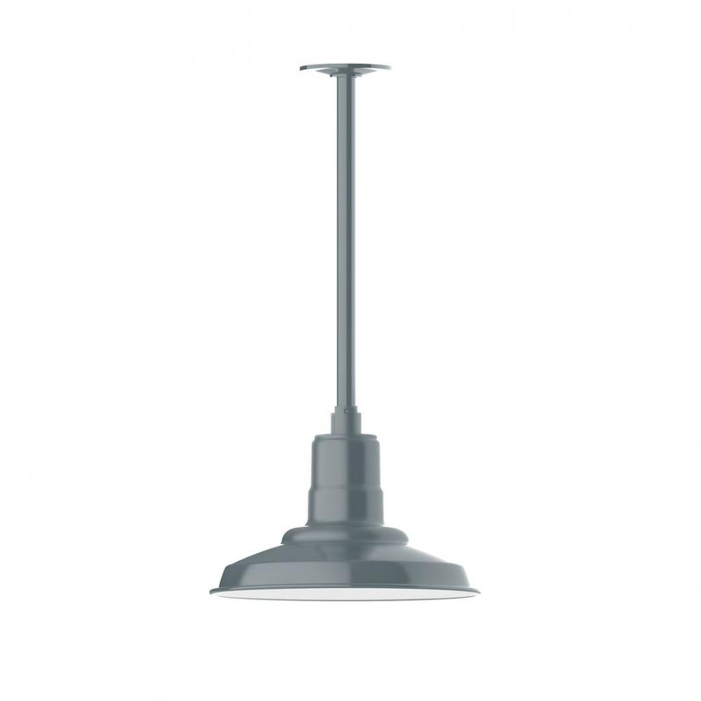 12" Warehouse shade, stem mount LED Pendant with canopy, Slate Gray