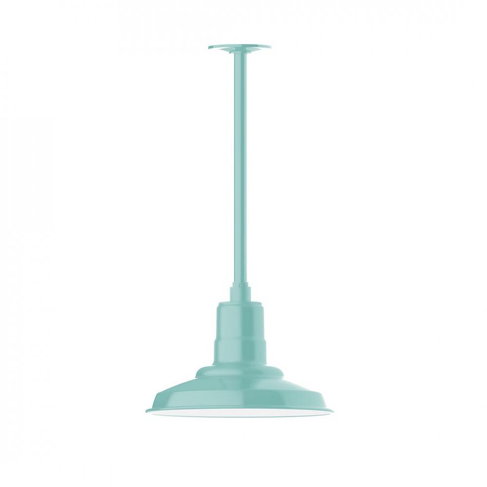 12" Warehouse shade, stem mount LED Pendant with canopy, Sea Green