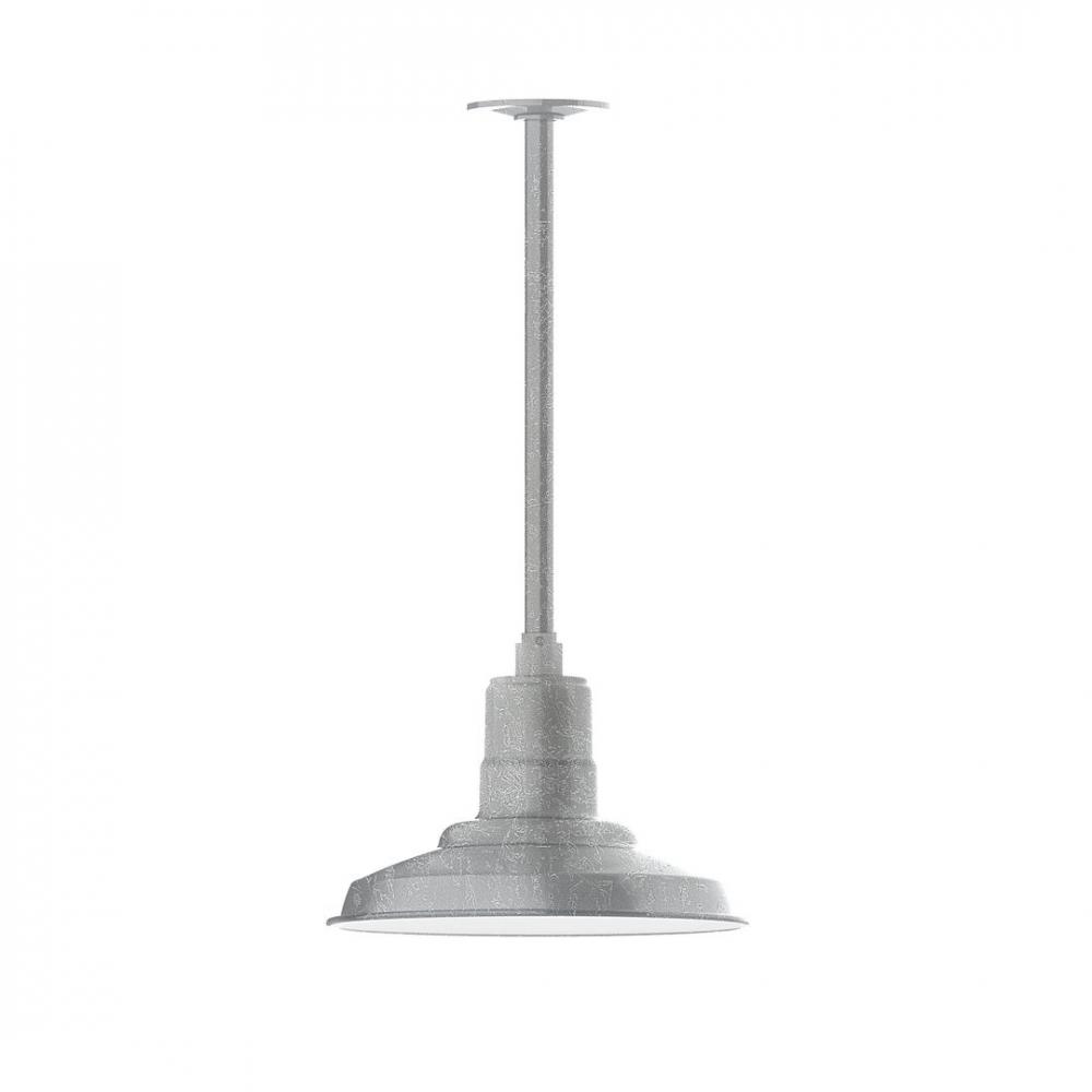 12" Warehouse shade, stem mount LED Pendant with canopy, Painted Galvanized