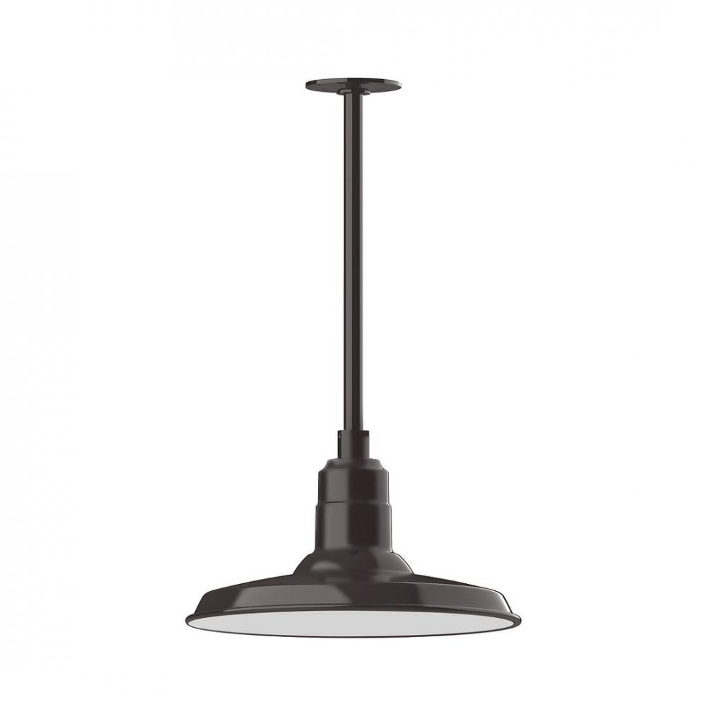 14" Warehouse shade, stem mount LED Pendant with canopy, Architectural Bronze