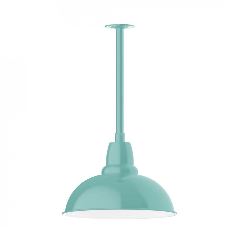 16" Cafe shade, stem mount LED Pendant with canopy, Sea Green