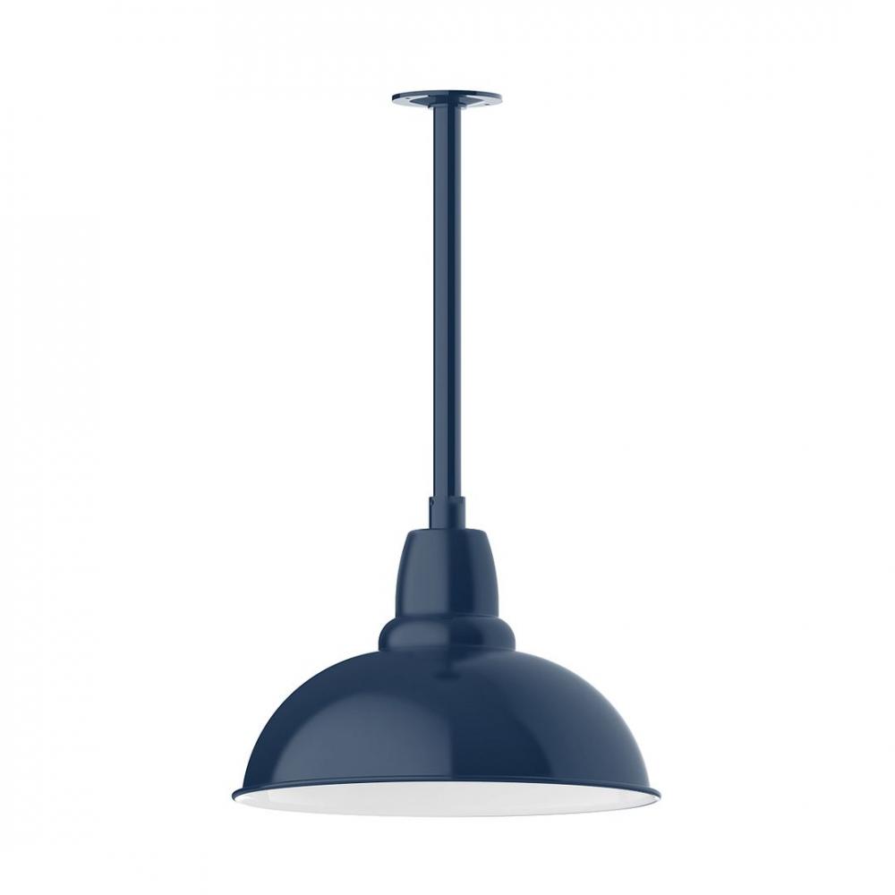 16" Cafe shade, stem mount LED Pendant with canopy, Navy