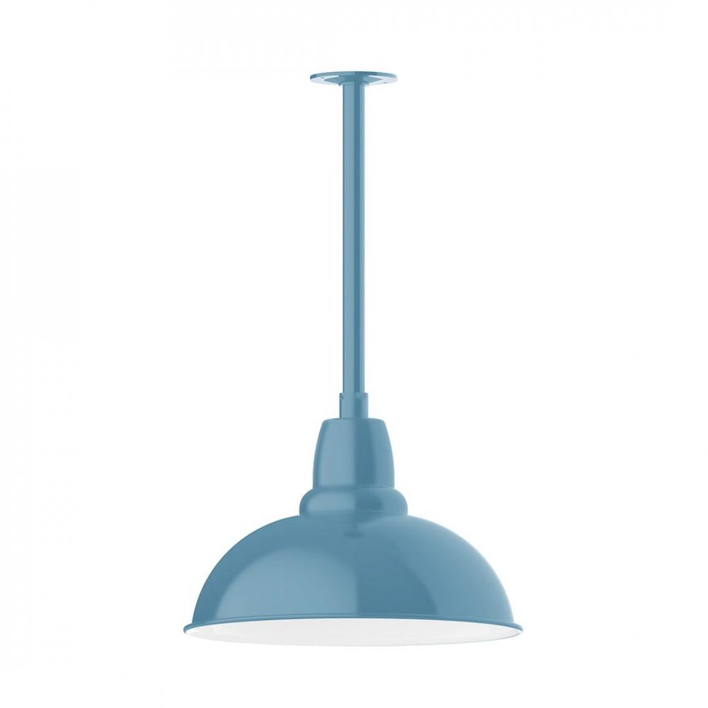 16" Cafe shade, stem mount LED Pendant with canopy, Light Blue