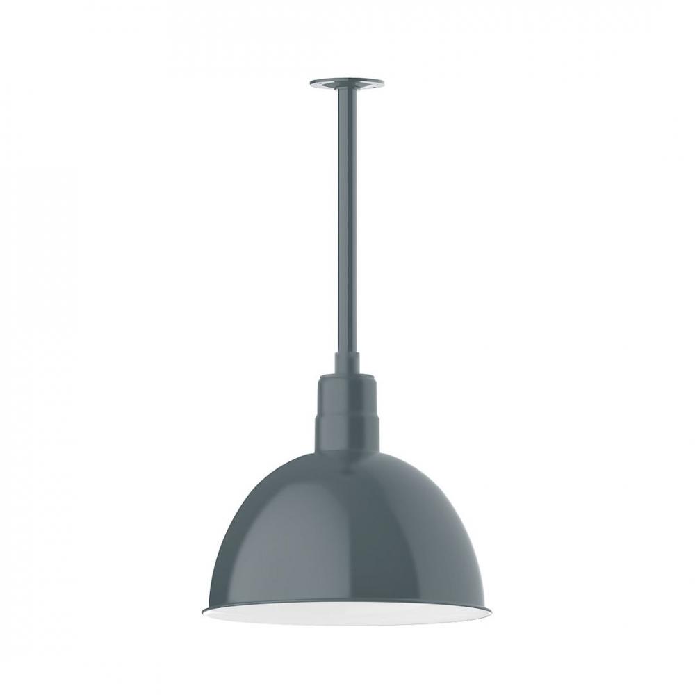 16" Deep Bowl shade, stem mount LED Pendant with canopy, Slate Gray