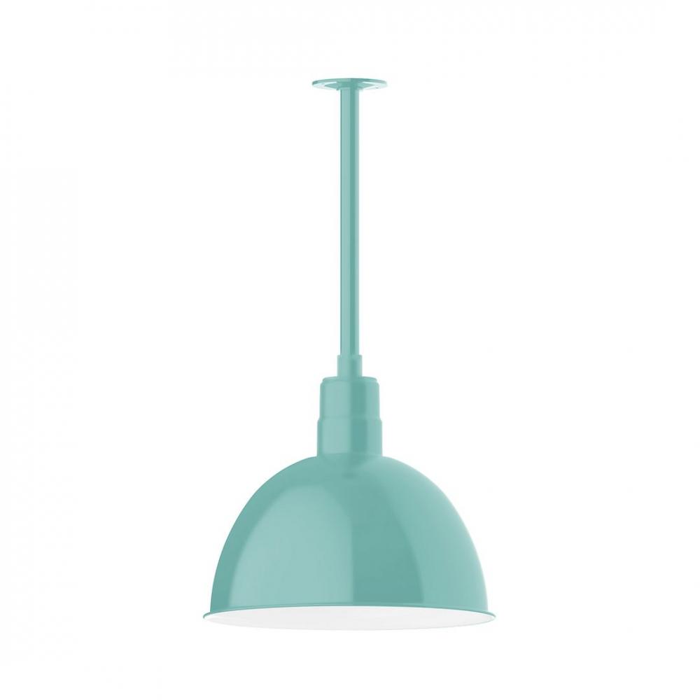 16" Deep Bowl shade, stem mount LED Pendant with canopy, Sea Green