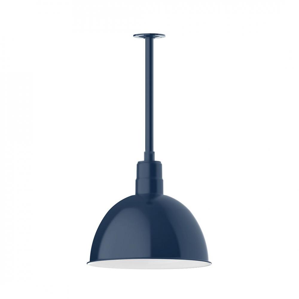 16" Deep Bowl shade, stem mount LED Pendant with canopy, Navy