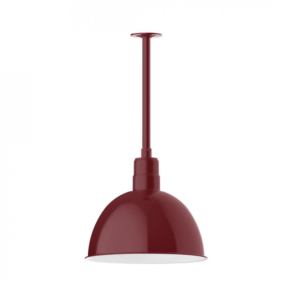 16" Deep Bowl shade, stem mount LED Pendant with canopy, Barn Red