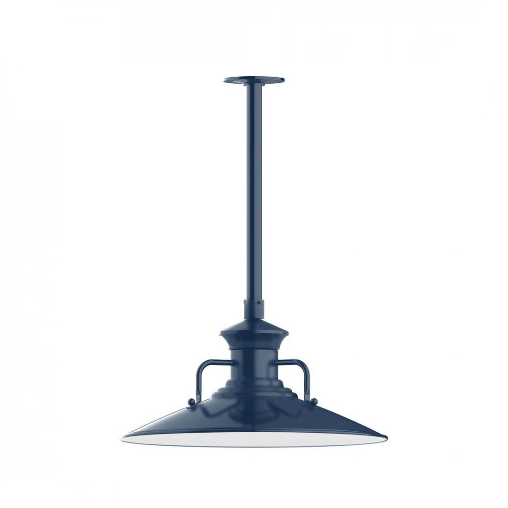 18" Homestead shade, stem mount LED Pendant with canopy, Navy