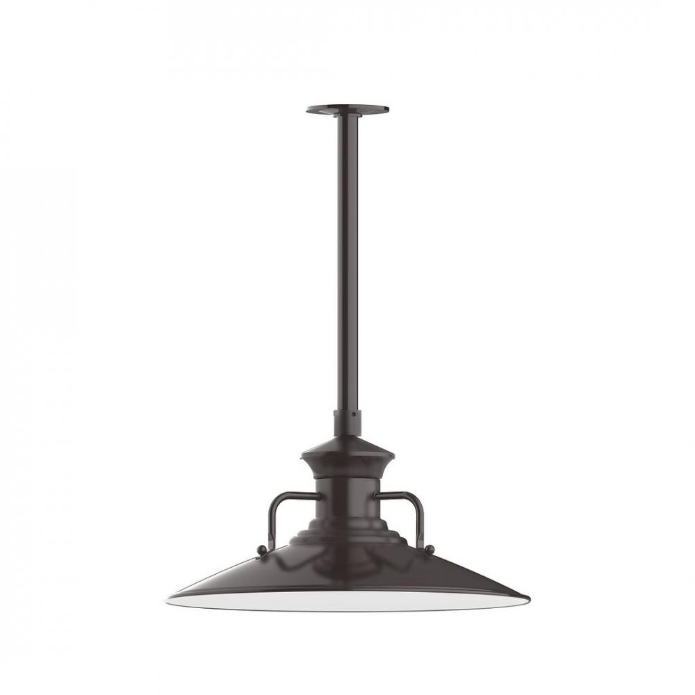 18" Homestead shade, stem mount LED Pendant with canopy, Architectural Bronze