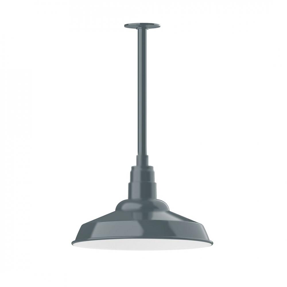 16" Warehouse shade, stem mount LED Pendant with canopy, Slate Gray