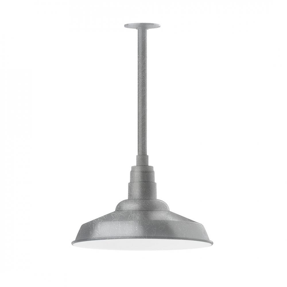 16" Warehouse shade, stem mount LED Pendant with canopy, Painted Galvanized