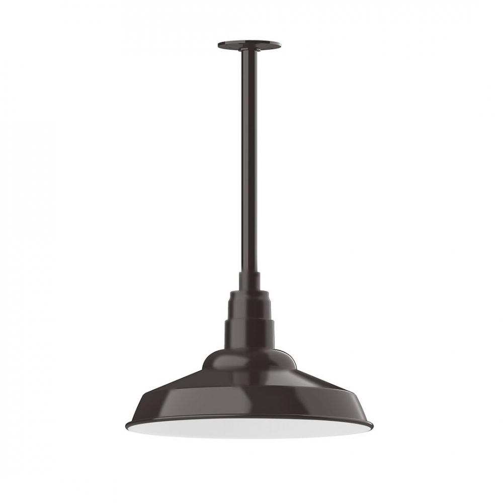 16" Warehouse shade, stem mount LED Pendant with canopy, Architectural Bronze