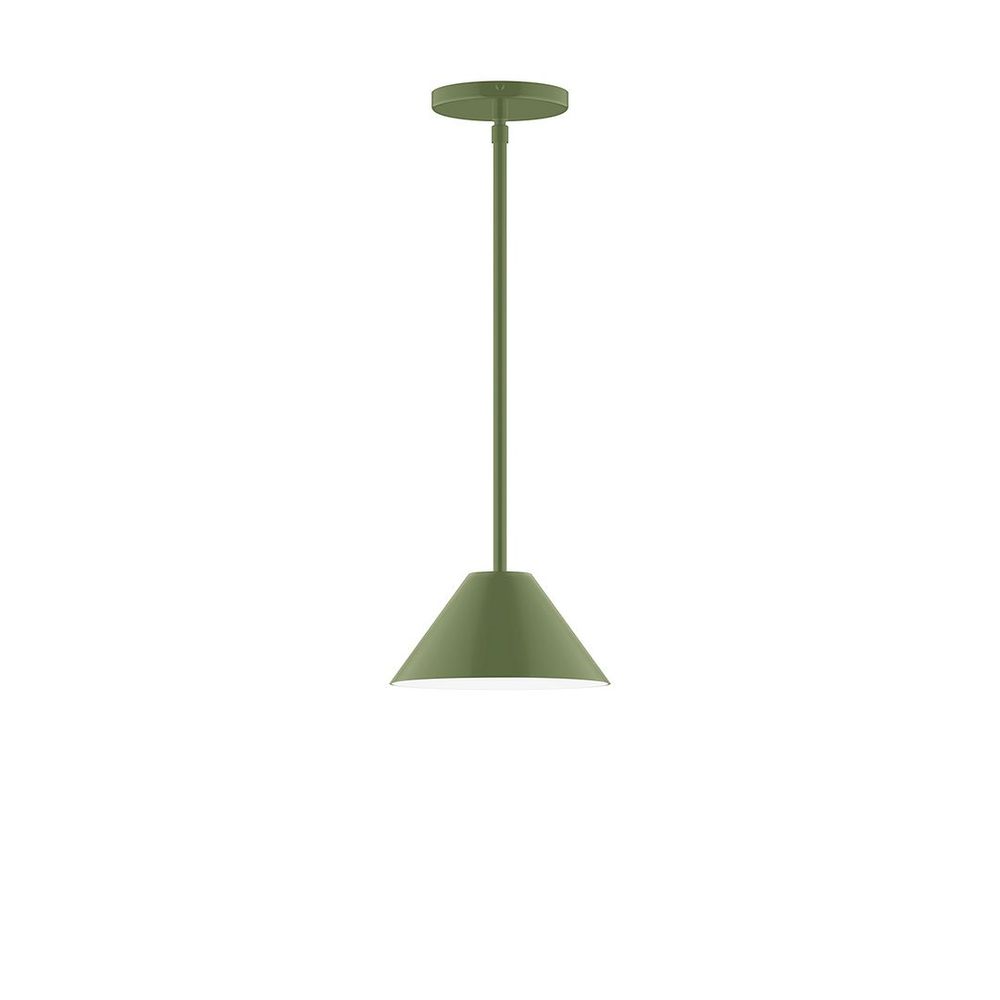 8" Axis Mini Cone LED Stem Hung Pendant, Fern Green