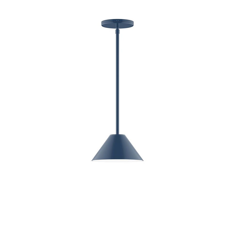 8" Axis Mini Cone LED Stem Hung Pendant, Navy