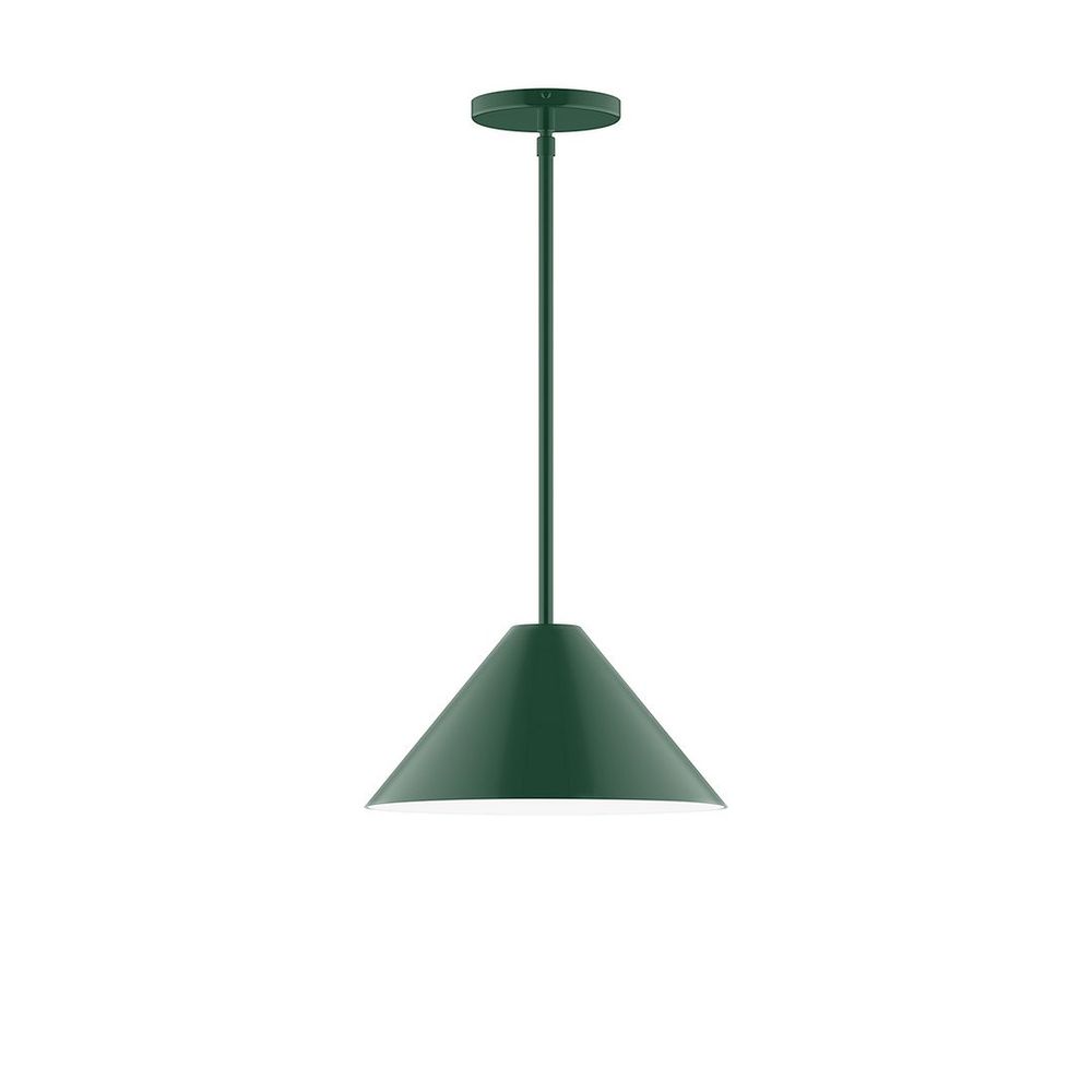 12" Axis Cone LED Stem Hung Pendant, Forest Green