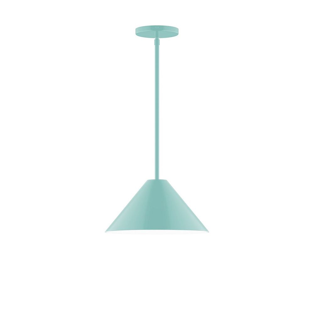 12" Axis Cone LED Stem Hung Pendant, Sea Green