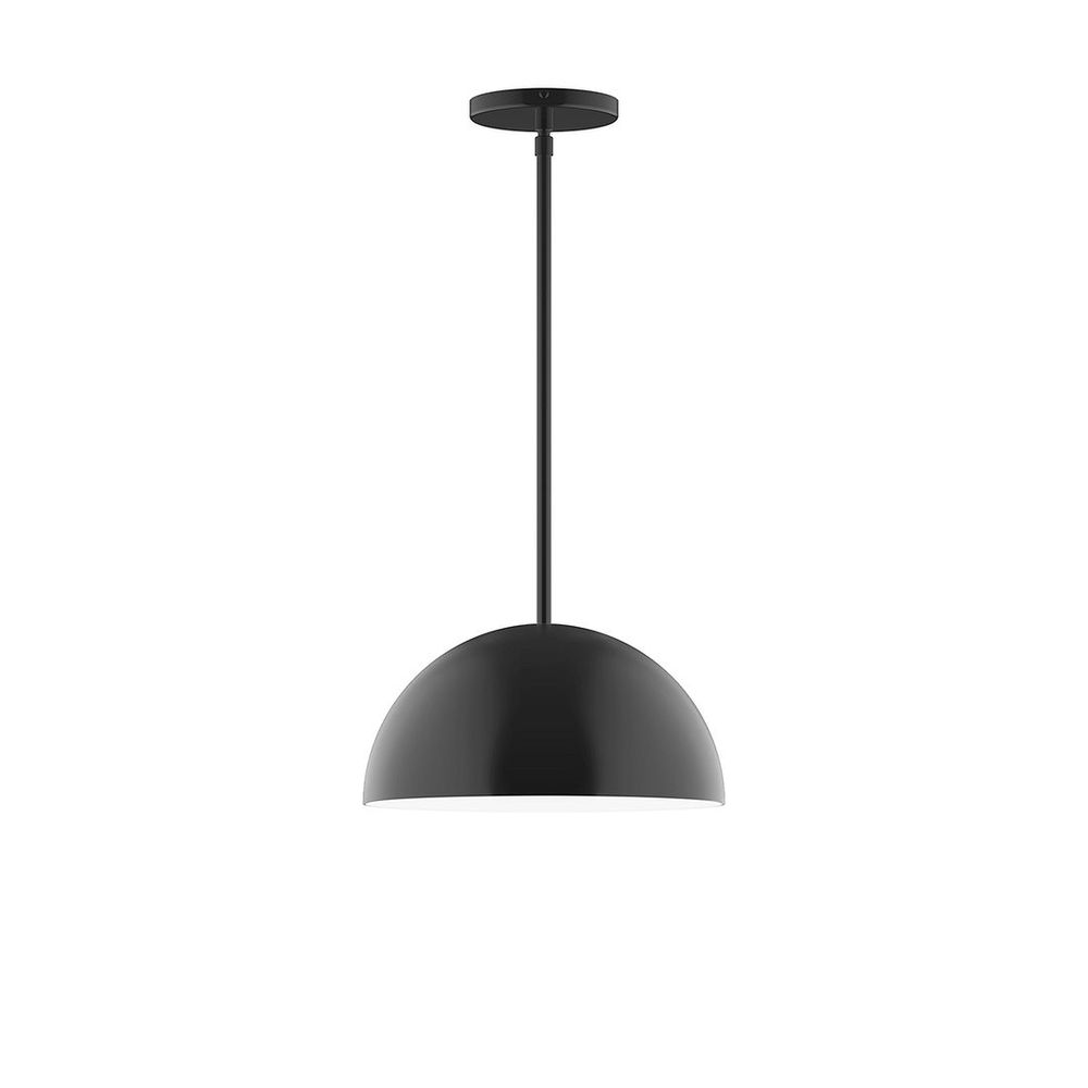 12" Axis Dome LED Stem Hung Pendant, Black