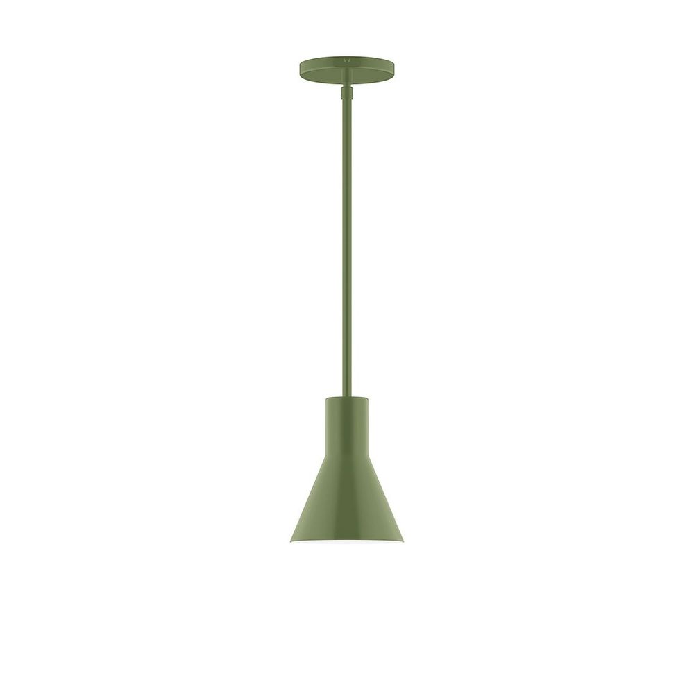 6" Axis Flared Cone LED Stem Hung Pendant, Fern Green