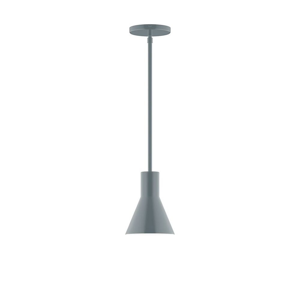 6" Axis Flared Cone LED Stem Hung Pendant, Slate Gray