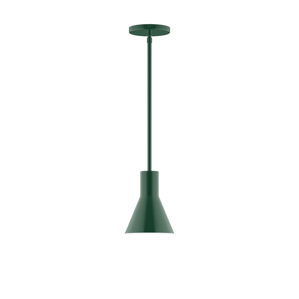 6" Axis Flared Cone LED Stem Hung Pendant, Forest Green