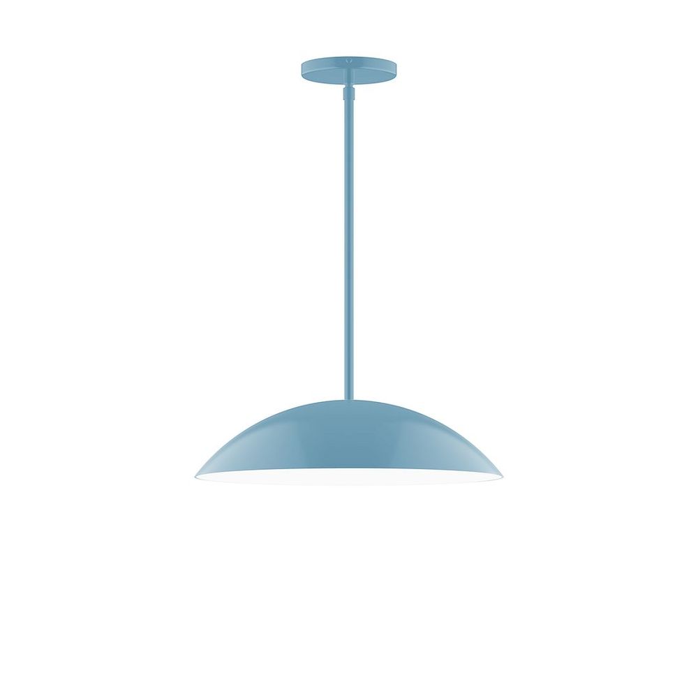 16" Axis Half Dome LED Stem Hung Pendant, Light Blue