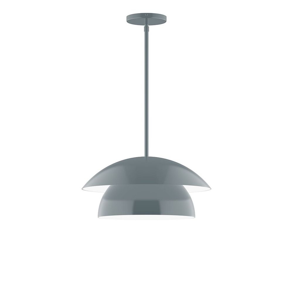 16" Nest LED Stem Hung Pendant, Slate Gray