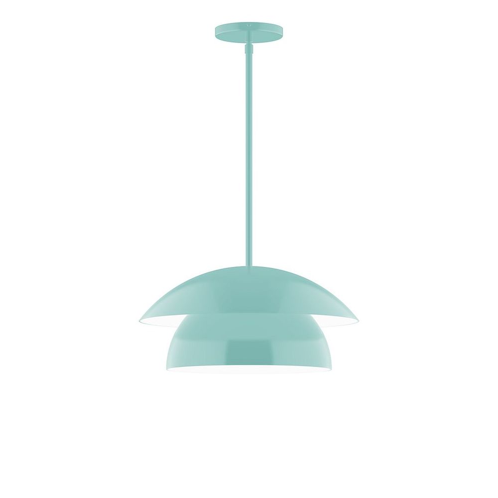 16" Nest LED Stem Hung Pendant, Sea Green