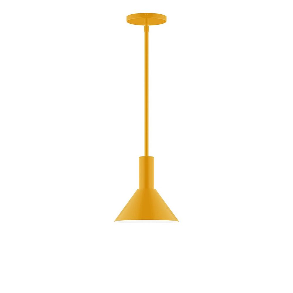 8" Stack Mini Cone LED Stem Hung Pendant, Bright Yellow