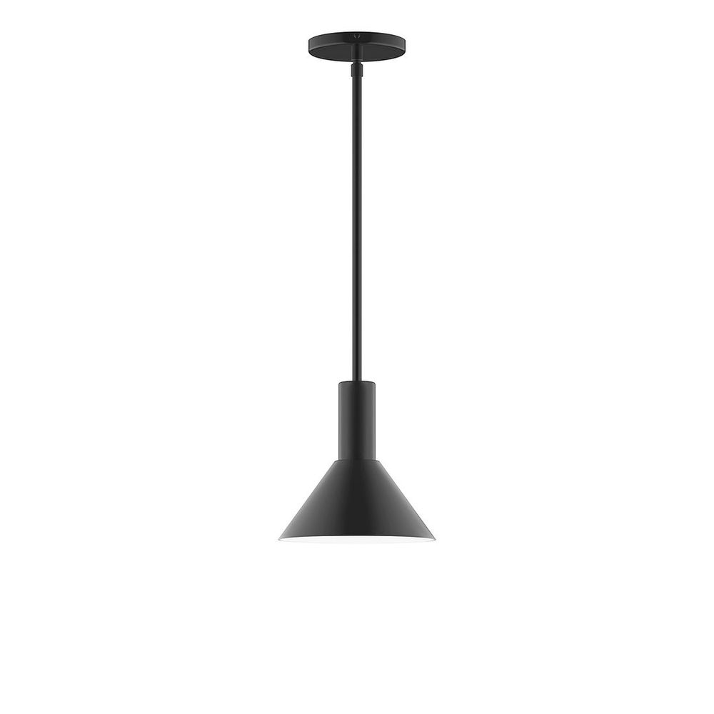 8" Stack Mini Cone LED Stem Hung Pendant, Black