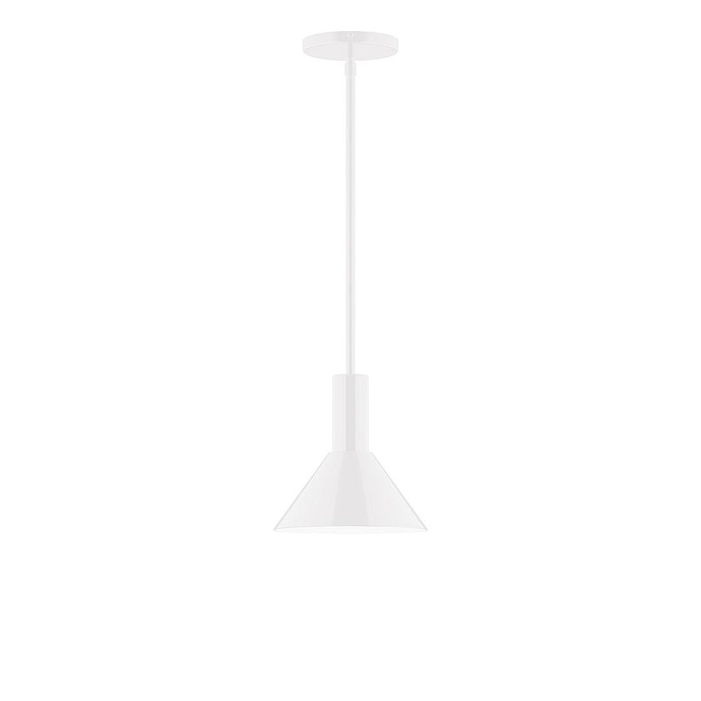 8" Stack Mini Cone LED Stem Hung Pendant, White