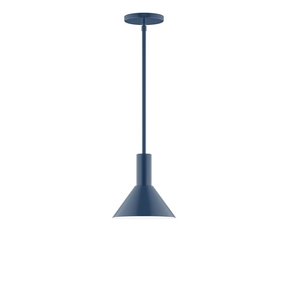 8" Stack Mini Cone LED Stem Hung Pendant, Navy